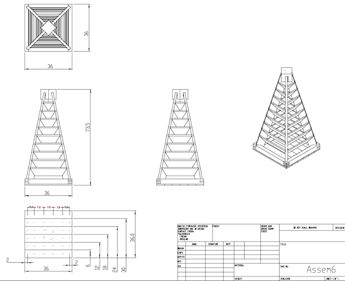 do cad 2d drawing or technical drawing with measurements