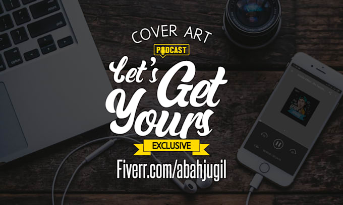 design your podcast cover art with typography and cartoon