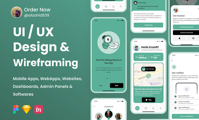 design wireframe, UX UI design for mobile app, web app, website, and software