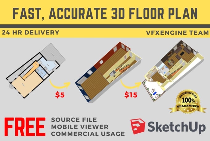 create 3d floor plan and visualization rendering accurately