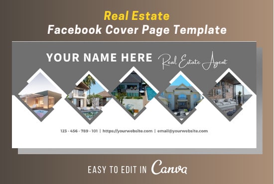 create real estate facebook cover page template with canva