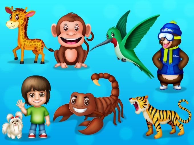 Create 3d looking 2d cute cartoon characters and animals by Surajrenuka |  Fiverr