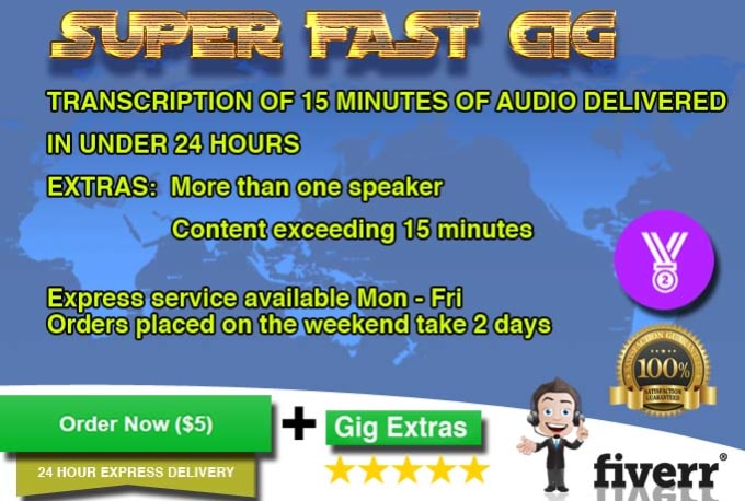 transcribe 15 minutes of audio or video in 24 hours