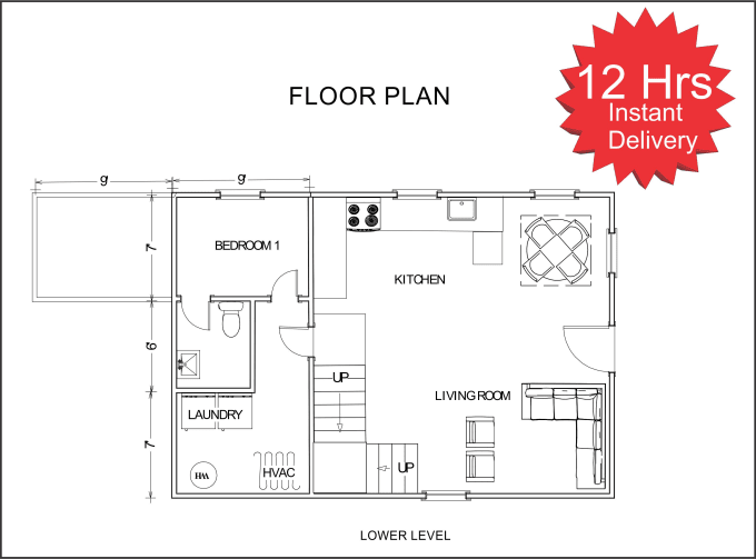 Redraw your floor plan in cad in 12 hrs by Bushansc Fiverr