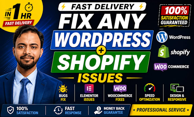 fix wordpress bugs, elementor issues and shopify errors fast