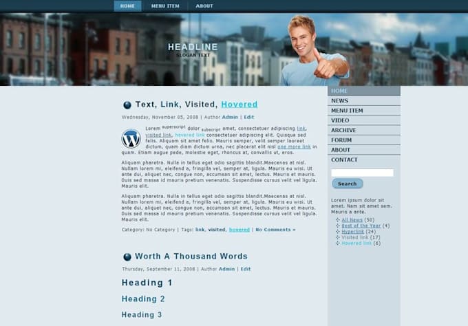 code a custom WordPress template that guaranteed to be unique and w3c valid