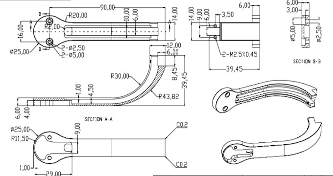 create 2D production drawing according to 3D model
