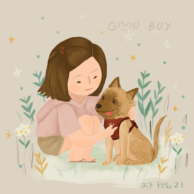 create a cute custom pet illustration in my style