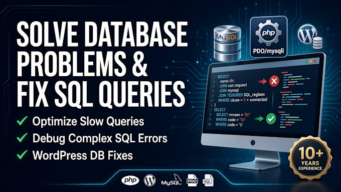 solve database problem, complex sql queries, and wordpress mysql errors