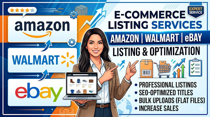 do amazon, ebay, and walmart customer service, listing, and ads