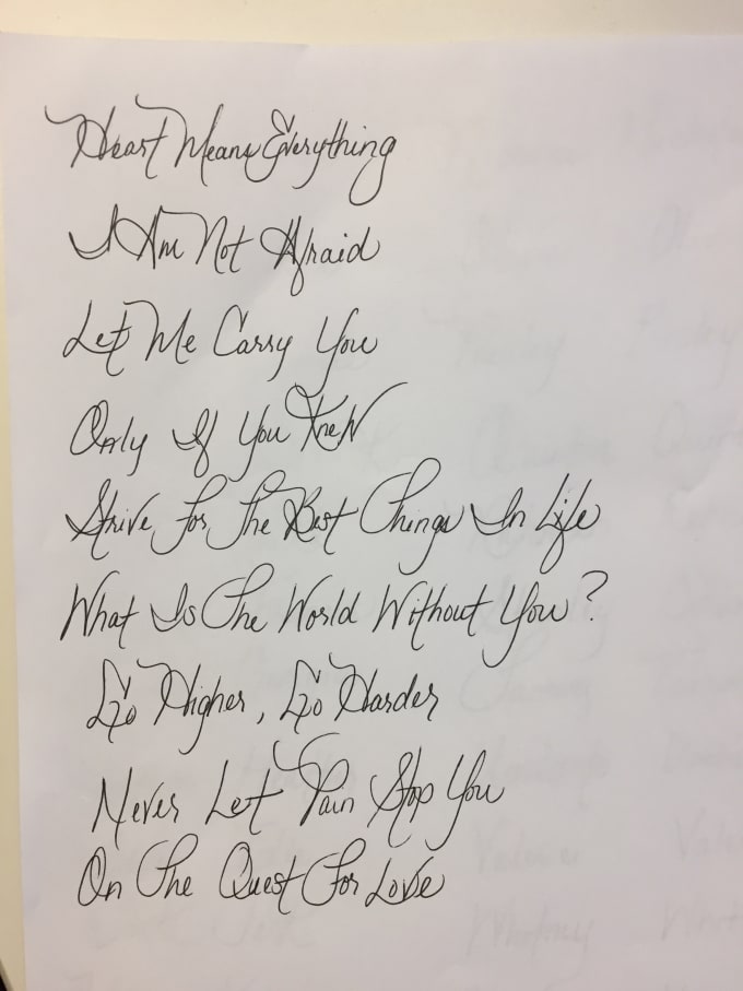 use my unique handwriting for your tattoos, invitations, etc