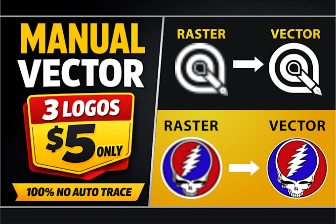 do 3 professional vector logo tracing for only 5 dollars