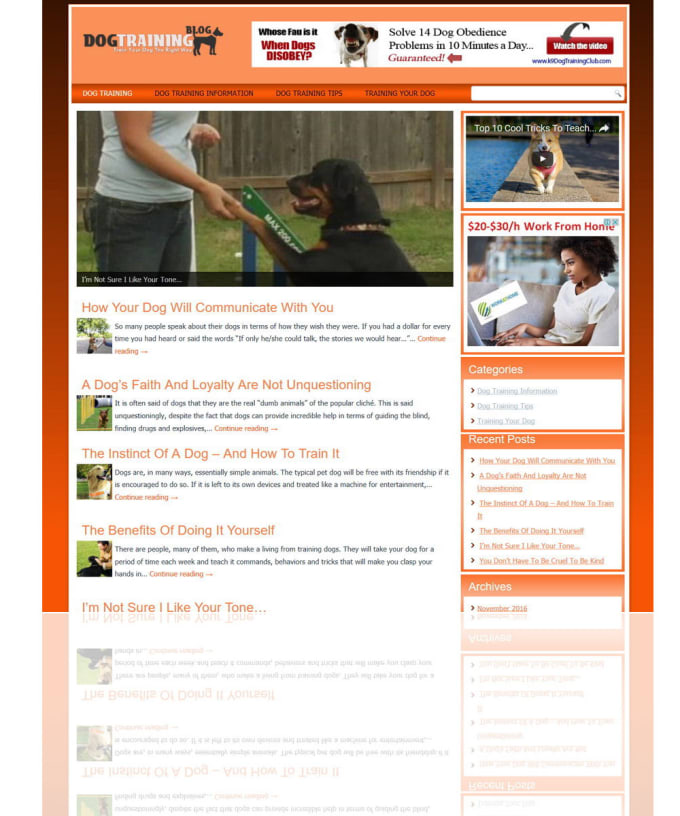 give you a Dog Training Website with 4 Affiliate Incomes