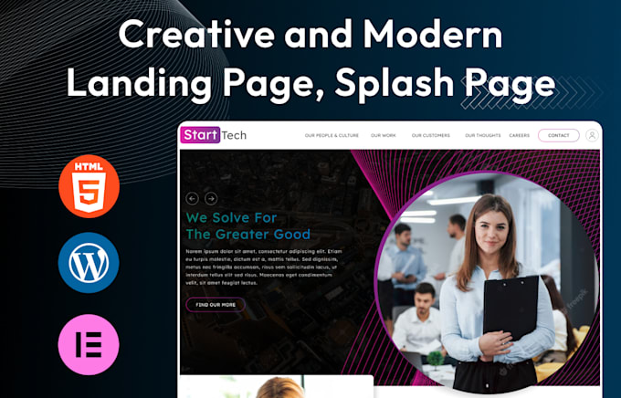 create a creative landing page, splash page, squeeze page