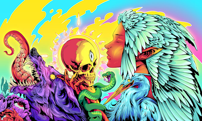 draw colorful detailed illustration