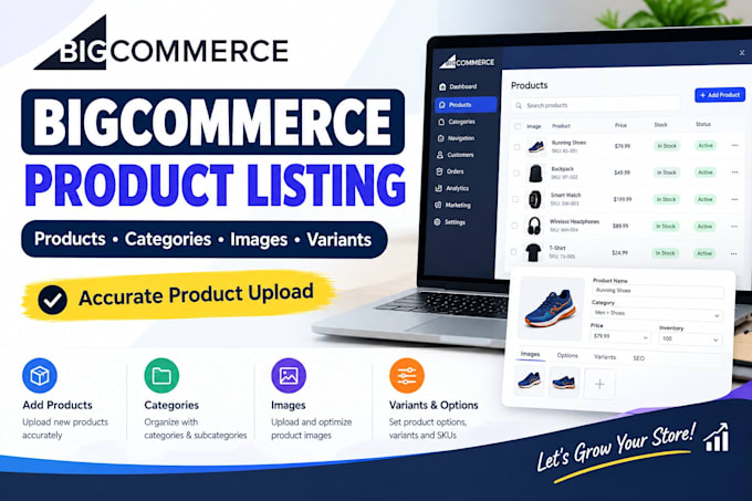 add products to bigcommerce with categories, images and variants