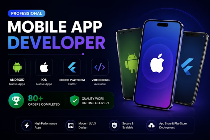 develop a professional android and ios mobile app with ai vibe coding