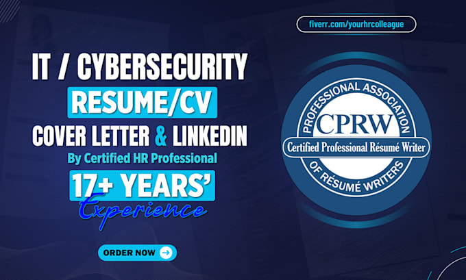 write professional resume for IT, cybersecurity, data science and tech roles