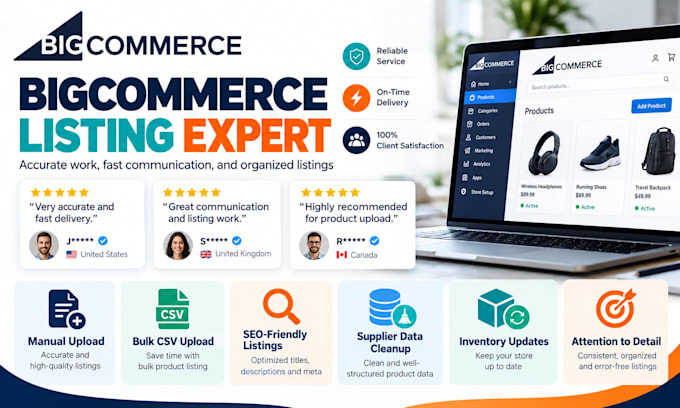upload products and manage product listings in bigcommerce