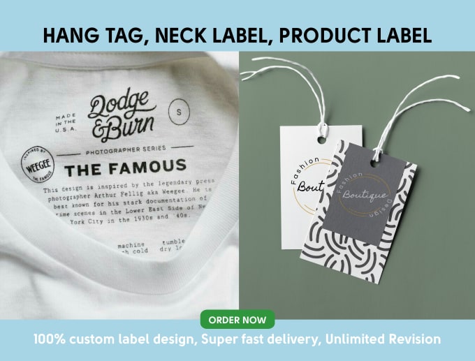 Design clothing label, clothing tag, hangtag, neck label by