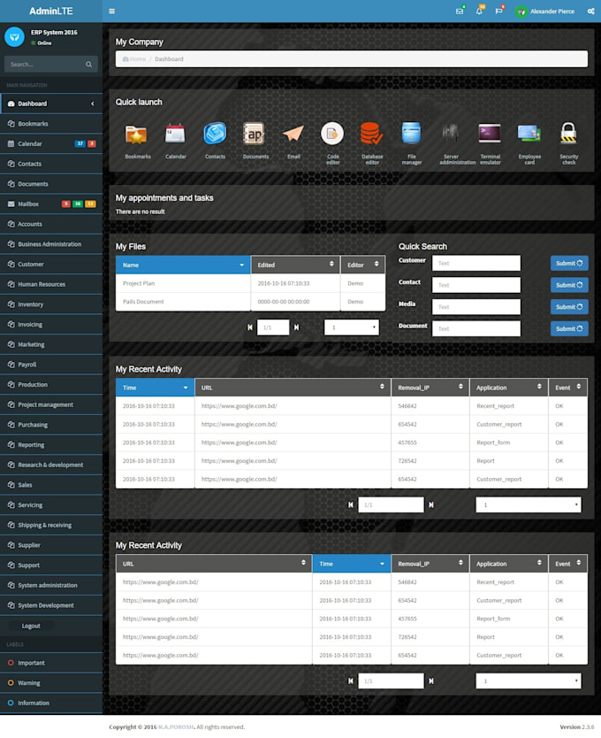Provide a responsive html, css and bootstrap admin panel design by ...