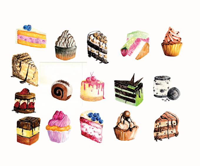 illustrate any food or desserts in watercolor style