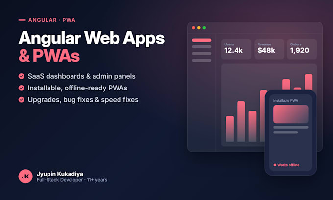 develop angular web app, admin dashboard or progressive web app pwa