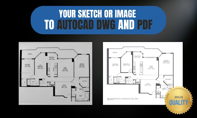 convert your sketch or image to autocad dwg and PDF