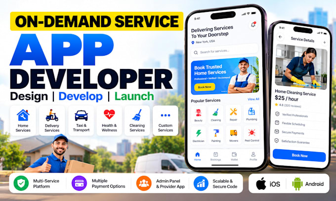 develop on demand service app like task rabbit or handy
