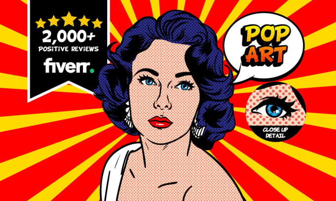 Draw a retro pop art roy lichtenstein style by Mycartoon | Fiverr