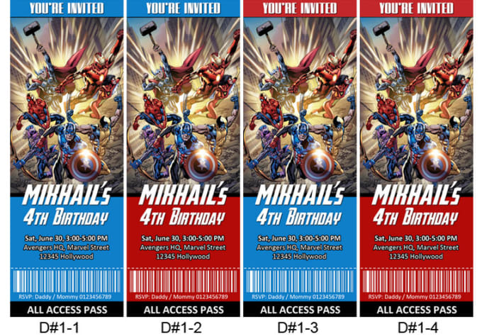 Personalize An Awesome Avengers Birthday Ticket Invitation Card By Ezws727
