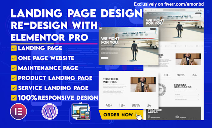 build wordpress landing page design, squeeze page, sales page, sales funnel