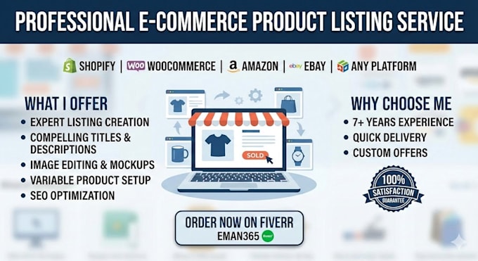 upload products on woocommerce or shopify or any other site