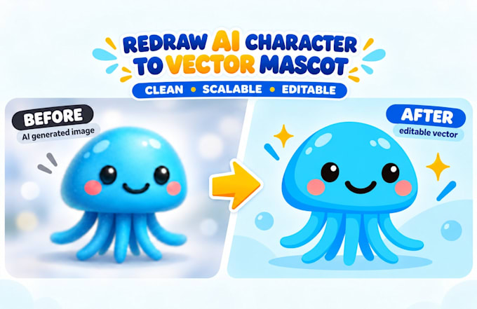 redraw your ai generated mascot or character into editable vector design