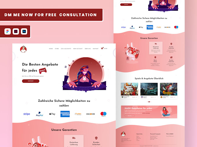 Top 10! I will design website, landing page and app UI in figma, xd or PSD  for $60