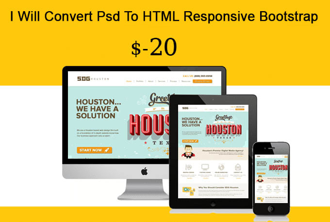 Convert psd to html css bootstrap with responsive by Designras | Fiverr