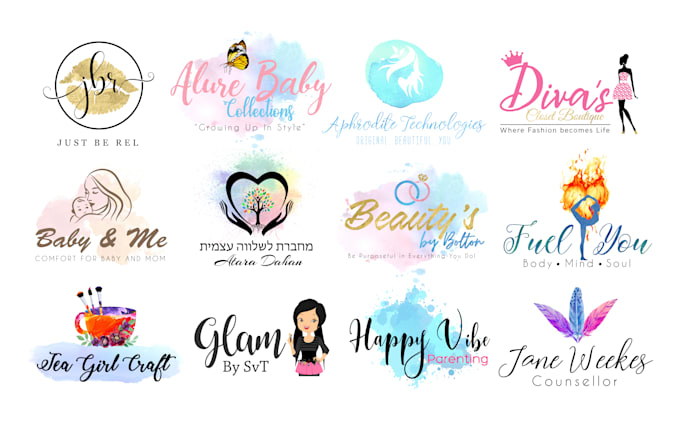 Design watercolor feminine logo for you by Graphics_land | Fiverr