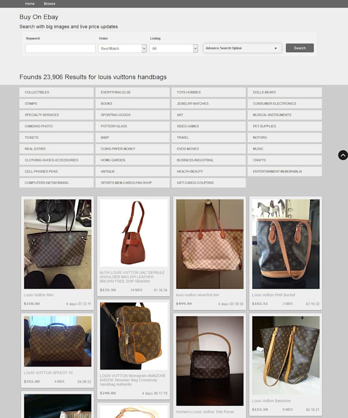 create ebay affiliate website with finding API