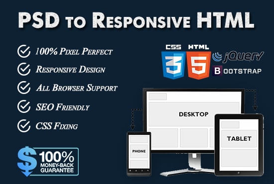 Convert psd png pdf or jpg to responsive html or html email by Sohelcz ...