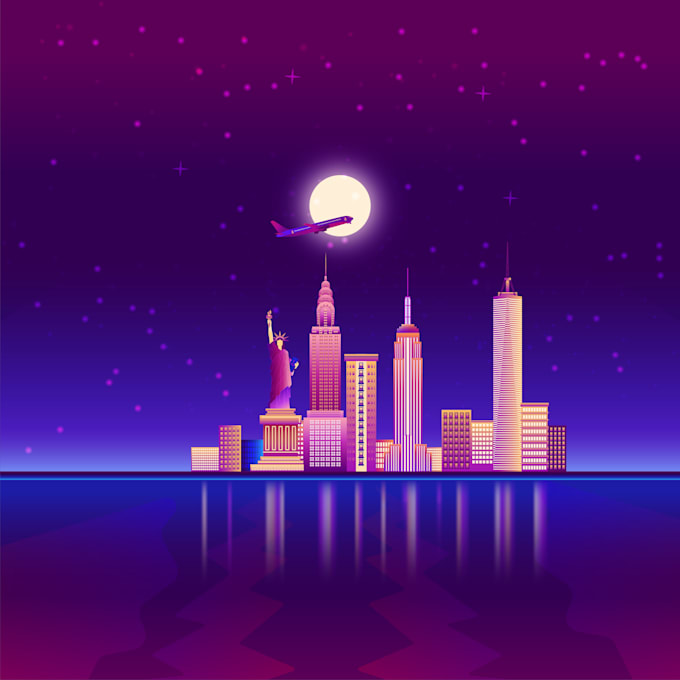create a vector skyline city illustration in 3 days