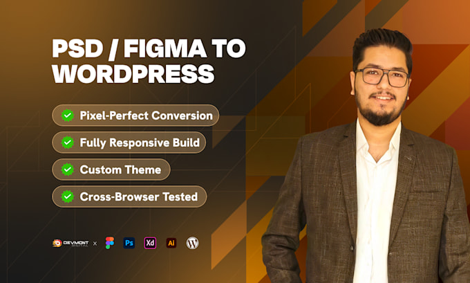 convert your figma or PSD to wordpress from scratch