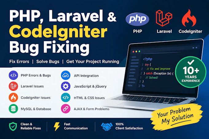fix PHP laravel codeigniter bugs and errors