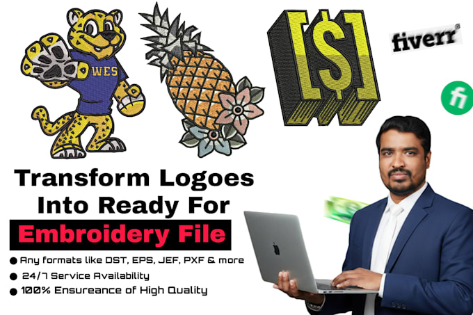 professionally convert logo into embroidery ready dst file