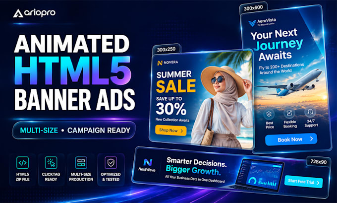 design premium animated HTML5 banner ads