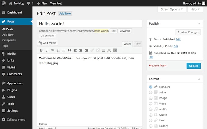 create a wordpress website