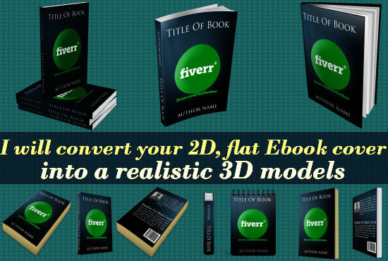 convert your 2d, flat ebook cover into a realistic 3d models