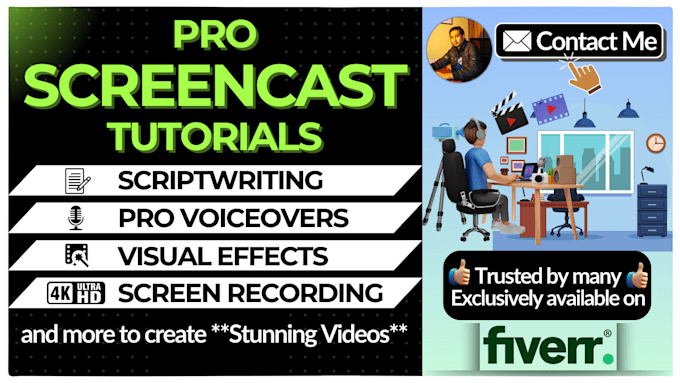 produce 4k screencast video for website, app, or software