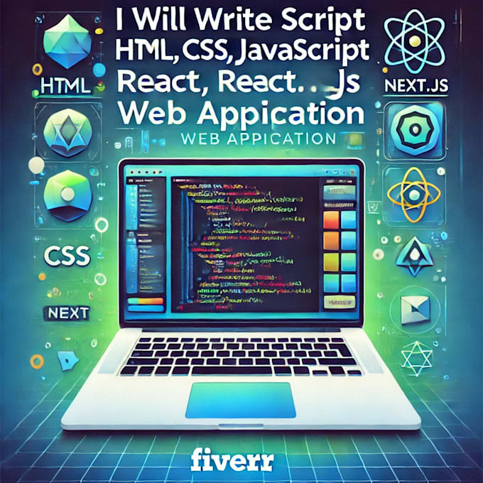 write script in html, css, javascript, react next js web application