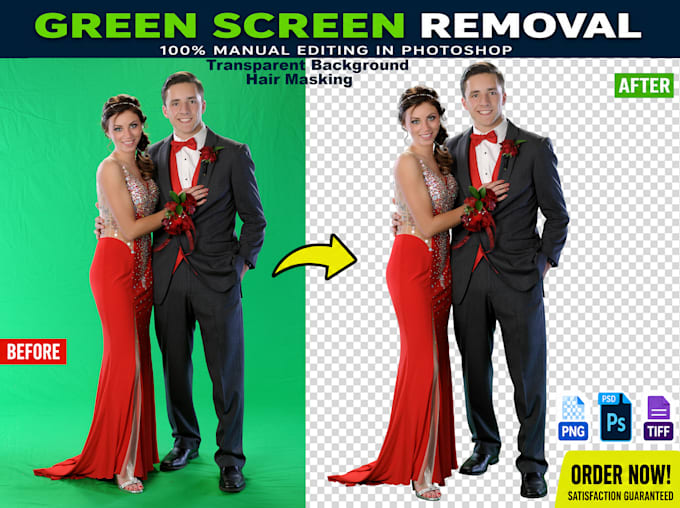 professionally remove green screen backgrounds from photos