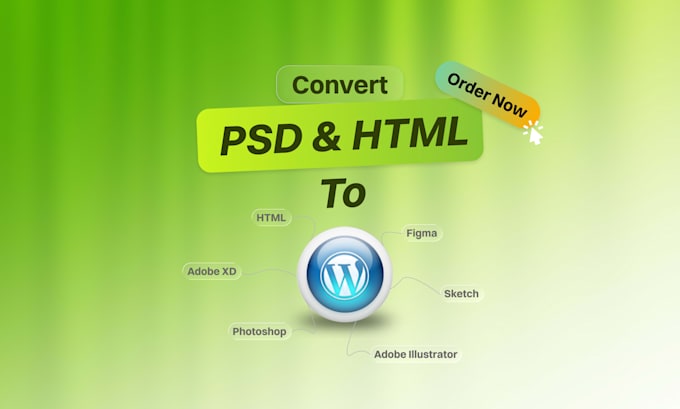 convert HTML, figma, xd, PSD, and sketch, to wordpress